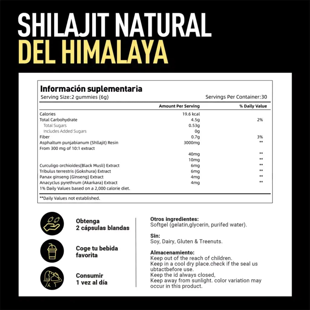 Gomitas de Shilajit para Vigor y Energía Masculina